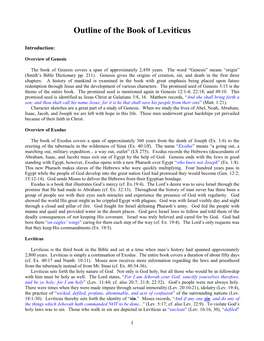 Outline of the Book of Leviticus