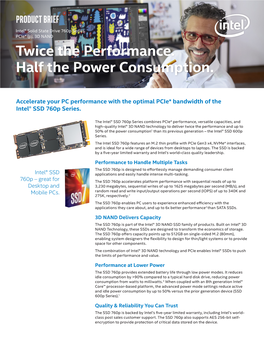 Intel® Solid State Drive 760P Series Product Brief