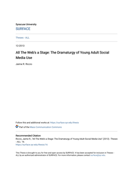 The Dramaturgy of Young Adult Social Media Use