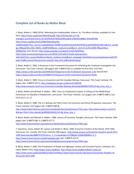 Complete List of Books by Walter Block