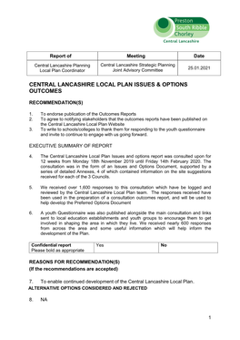 Central Lancashire Local Plan Issues & Options Outcomes