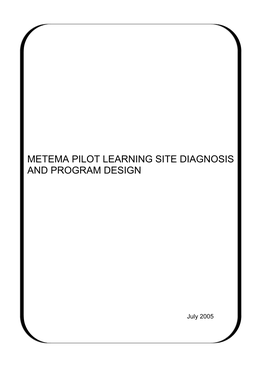 Metema Pilot Learning Site Diagnosis and Program Design