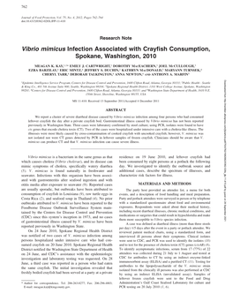 <I>Vibrio</I> <I>Mimicus</I> Infection Associated With