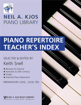 Piano Repertoire Teacher's Index