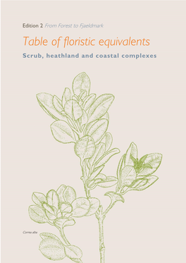 Table of Floristic Equivalents Scrub, Heathland and Coastal Complexes