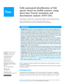 Fully-Automated Identification of Fish Species Based on Otolith Contour: Using Short-Time Fourier Transform and Discriminant Analysis (STFT-DA)