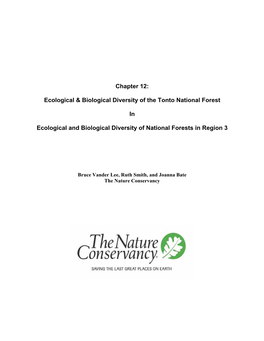 Chapter 12: Ecological & Biological Diversity of the Tonto National Forest