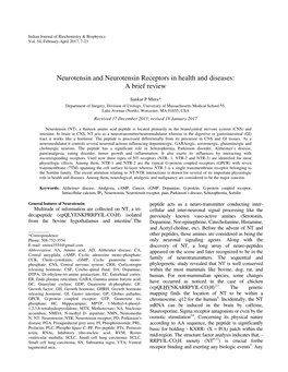 Neurotensin and Neurotensin Receptors in Health and Diseases: a Brief Review