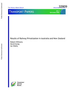 Results of Railway Privatization in Australia and New Zealand Public Disclosure Authorized