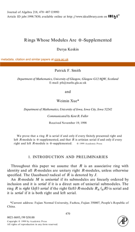 Rings Whose Modules Are {Oplus}-Supplemented