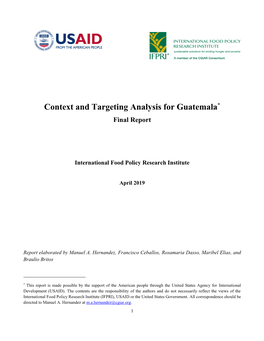 Context and Targeting Analysis for Guatemala* Final Report