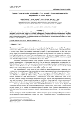 Original Research Article Genetic Characterization of Edible Fig (Ficus Carica L.) Genotypes Grown in Siirt Region Based on Trnl