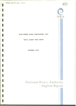 National Rivers Authority Anglian Region NRA REPORT of BLUE-GREEN ALGAL MONITORING 1992