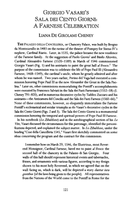 Giorgio Vasari's §Ala Dei Cento Giorni: a F Arnese Celebration