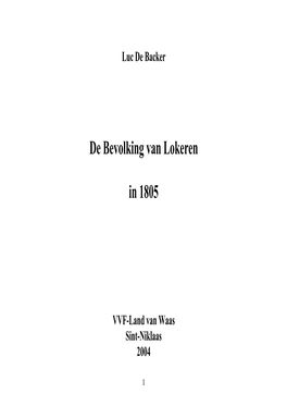 De Bevolking Van Lokeren in 1805