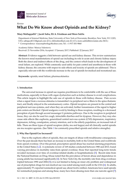 What Do We Know About Opioids and the Kidney?