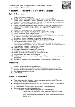 Pericardial & Myocardial Disease