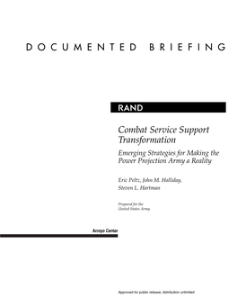 Combat Service Support Transformation: Emerging