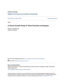 A Church Growth Study of Three Churches in Kottayam