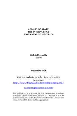 Affairs of State: the Interagency and National Security