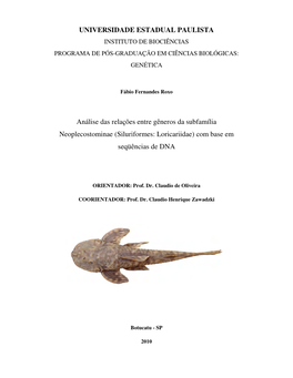 Siluriformes: Loricariidae) Com Base Em Seqüências De DNA