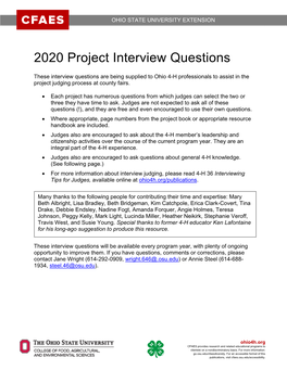 2020 Project Interview Questions