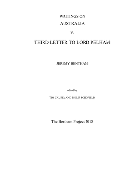 Third Letter to Lord Pelham