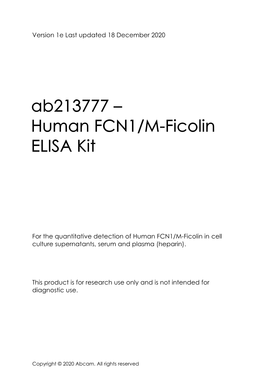 Ab213777 – Human FCN1/M-Ficolin ELISA Kit