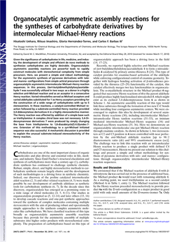 Organocatalytic Asymmetric Assembly Reactions for the Syntheses of Carbohydrate Derivatives by Intermolecular Michael-Henry Reactions