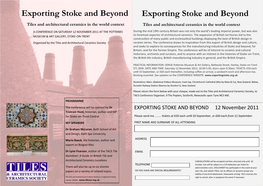 Exporting Stoke and Beyond Exporting Stoke and Beyond