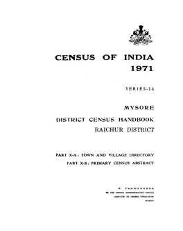 District Census Handbook, Bidar, Part X-A, B, Series-14