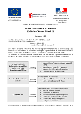 Notice D'information Du Territoire « Bord Du Plateau Calcaire »