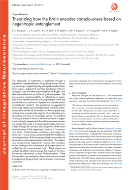 Theorizing How the Brain Encodes Consciousness Based on Negentropic Entanglement