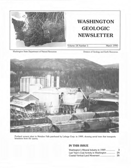 WASHINGTON GEOLOGY and Washington State Puget Sound Water Quality Author­ HYDROLOGY Ity, 1989, Puget Sound Water Quality Directory: Wash­ Korosec, M