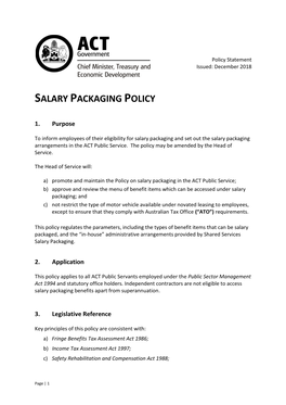 Salary Packaging Policy