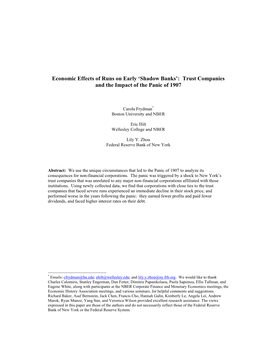 'Shadow Banks': Trust Companies and the Impact of the Panic of 1907