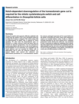 Notch-Dependent Downregulation of the Homeodomain Gene Cut Is