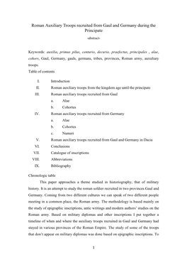 Roman Auxiliary Troops Recruited from Gaul and Germany During the Principate