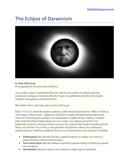 The Eclipse of Darwinism