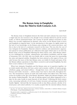 The Roman Army in Pamphylia: from the Third to Sixth Centuries A.D