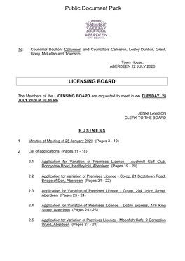 (Public Pack)Agenda Document for Licensing Board, 28/07/2020 10:30