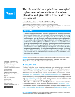 Ecological Replacement of Associations of Mollusc Plankton and Giant Filter Feeders After the Cretaceous?