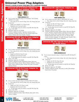 Universal Power Plug Adapters US Europe Australia Israeli British