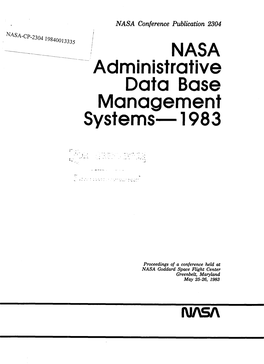 NASA Administrative Data Base Management Systems 1983