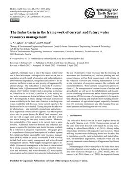 The Indus Basin in the Framework of Current and Future Water Resources Management