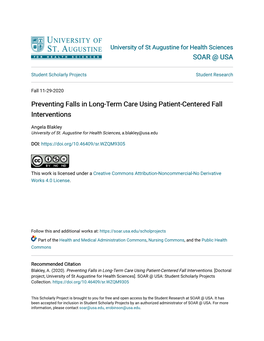 Preventing Falls in Long-Term Care Using Patient-Centered Fall Interventions