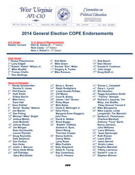 2014 General Election COPE Endorsements