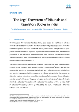 'The Legal Ecosystem of Tribunals and Regulatory Bodies in India'