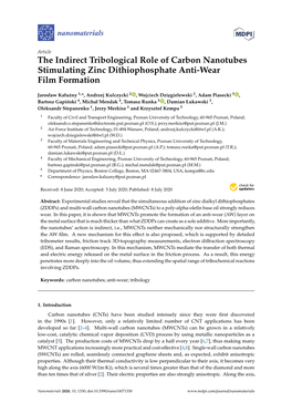 The Indirect Tribological Role of Carbon Nanotubes Stimulating Zinc Dithiophosphate Anti-Wear Film Formation