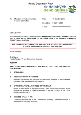 (Public Pack)Agenda Document for Communities Scrutiny Committee, 25/10/2018 10:00